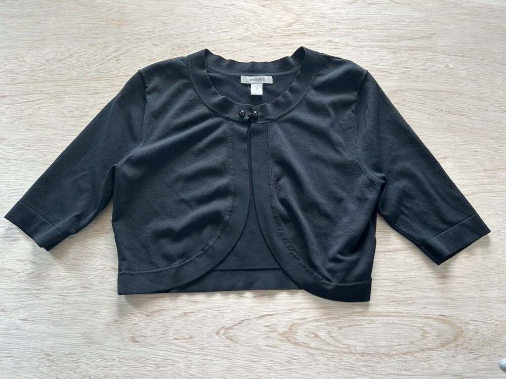 dressbarn Black Cropped Shrug Cardigan Size 12